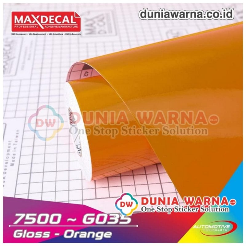 Max Decal 7500 G035 Gloss Orange – Dunia Warna Stiker Toko Oracal 3m